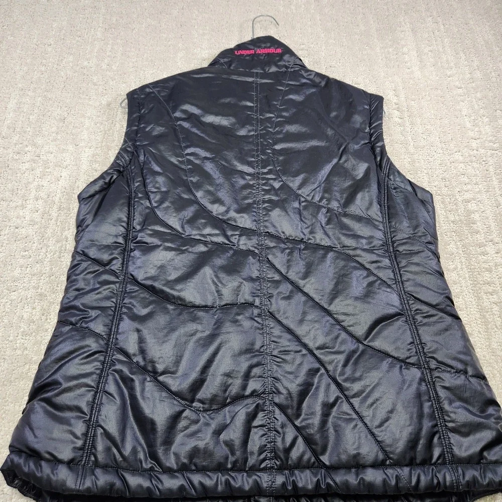 Under‎ Armour Puffer Vest Women Medium Black Quilted Full Zip Water Resistant